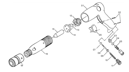 Part Location Diagram of JSG-1304 Jet 4 pc chisel set