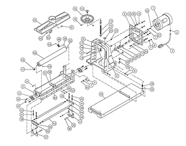 Drum Head Assembly Diagram and Parts List for 649005K 22-44 Jet Sander