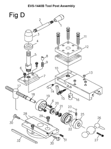 Fig-10 Diagram and Parts List for 311450  Jet Lathe