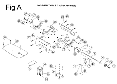 Fig-1 Diagram and Parts List for 727300K  Jet Table Saw