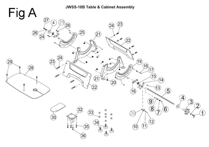Fig-1 Diagram and Parts List for 727300B  Jet Table Saw