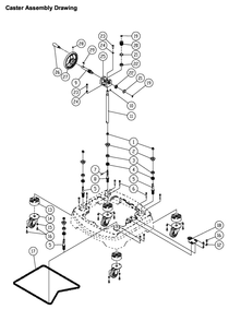 Caster Assembly Diagram and Parts List for 1280101C PM2700 Jet Shaper
