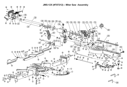 Fig-0 Diagram and Parts List for 707212  Jet Table Saw