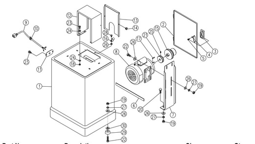 Base Diagram and Parts List for J-8203K  Jet Band Saw