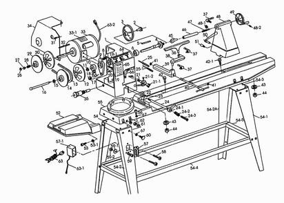 Page 1 Diagram and Parts List for 708352  Jet Lathe