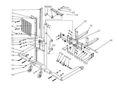 Fig-0 Diagram and Parts List for 140501  Jet Hand Truck & Dolly