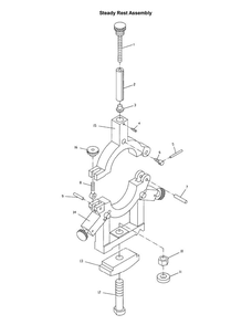 Steady Rest Assembly Diagram and Parts List for 321139 ZX Jet Lathe