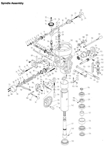 Spindle Assembly Diagram and Parts List for 690141 JTM-4VS Jet Metal Work & Weld