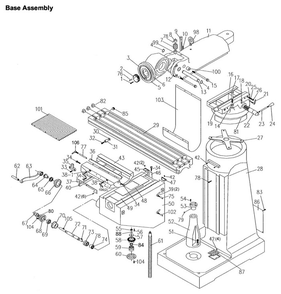 Base Assembly Diagram and Parts List for 690141 JTM-4VS Jet Metal Work & Weld