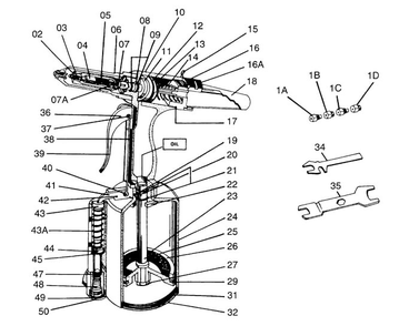 Air Riveter Diagram and Parts List for M-JSG-0810  Jet Riveter