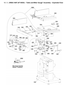 Fig-2 Diagram and Parts List for JWBS-14SF 714500 Jet Table Saw