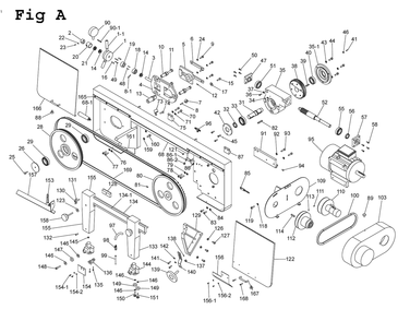 Fig-1 Diagram and Parts List for EHB-1018VM 891070 Jet Table Saw