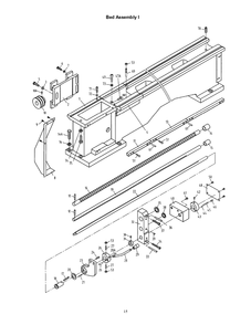 Bed Assembly I Diagram and Parts List for 321459 GH-1340W Jet Lathe