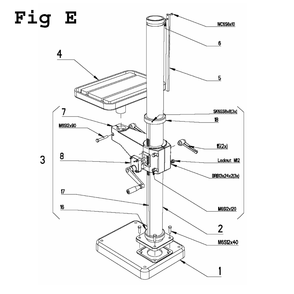 Fig-3 Diagram and Parts List for J-A2608M-PF4 354031 Jet Drill Press