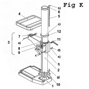 Fig-11 Diagram and Parts List for J-A3008M-PF2 354036 Jet Drill Press