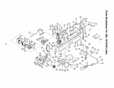 Page 1 Diagram and Parts List for 708375VS  Jet Lathe