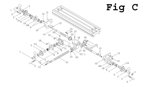 Part Location Diagram of JT9-JTM1055-L22-1 Jet ADJUSTABLE FEED NUT Y AXIS