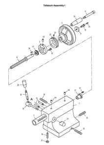 Tailstock Assembly I Diagram and Parts List for 321459 GH-1340W Jet Lathe