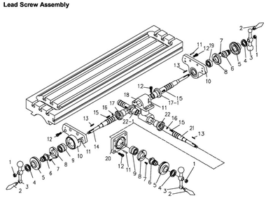 Lead Screw Assembly Diagram and Parts List for 690141 JTM-4VS Jet Metal Work & Weld