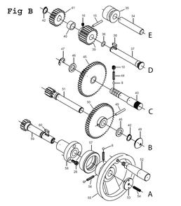 Fig-6 Diagram and Parts List for E-1340VS 892414 Jet Lathe