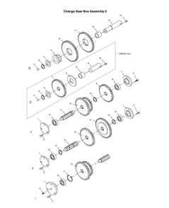 Change Gear Box Assembly Ii Diagram and Parts List for 321139 ZX Jet Lathe