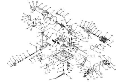 Machine Assembly Diagram and Parts List for CS-315  Jet Miter Saw