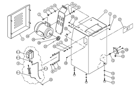 Base Assembly - Phase 3 Models Diagram and Parts List for 414602 J-4400A Jet Sander