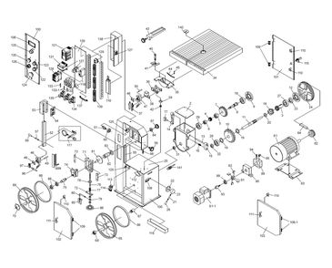 Fig-0 Diagram and Parts List for EVBS-20 891100 Jet Table Saw