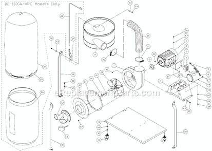 Page A Diagram and Parts List for DC-1100RC 708626RC Jet Dust Collector