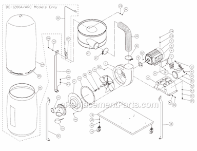 Page A Diagram and Parts List for DC-1200C 708634C Jet Dust Collector
