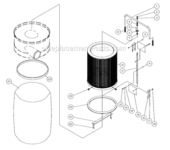 Page B Diagram and Parts List for DC-1200C 708634C Jet Dust Collector