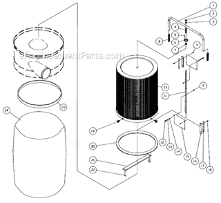 Page B Diagram and Parts List for DC-1200 Series Jet Dust Collector