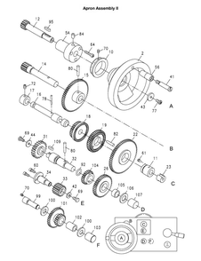 Apron Assembly Ii Diagram and Parts List for 321459 GH-1340W Jet Lathe