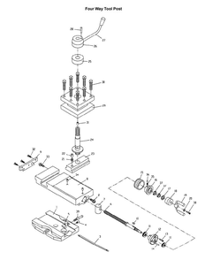 Four Way Tool Post Diagram and Parts List for 321139 ZX Jet Lathe