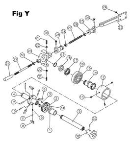 Fig-25 Diagram and Parts List for GH-1440W-3 322406 Jet Lathe