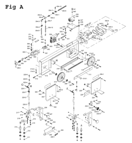 Fig-1 Diagram and Parts List for EHB-8VSM 891020 Jet Table Saw