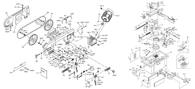 Band Saw Diagram and Parts List for HVBS-710SG  Jet Band Saw