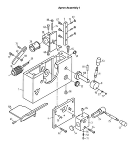 Apron Assembly I Diagram and Parts List for 321459 GH-1340W Jet Lathe