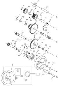 Page H Diagram and Parts List for GH-1440W  Jet Lathe