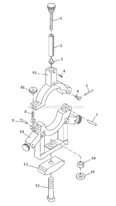 Steady_Rest_Assembly Diagram and Parts List for GH1860ZX  Jet Lathe