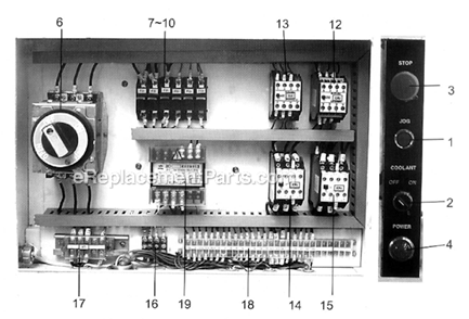 Electrical_Cabinet Diagram and Parts List for GH1860ZX  Jet Lathe