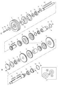 Part Location Diagram of JT9-GHB1340-105 Jet KEY