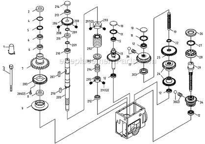 Gear Assembly Diagram and Parts List for GHD-20PFT  Jet Drill Press