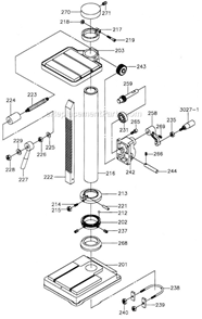 Base Table And Column Assy Diagram and Parts List for GHD-20PFT  Jet Drill Press