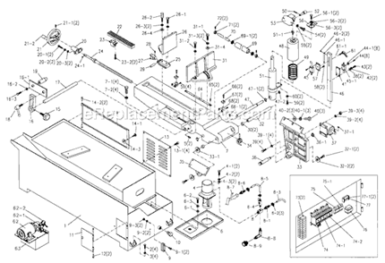 Page A Diagram and Parts List for HBS-1321W 414471 Jet Band Saw
