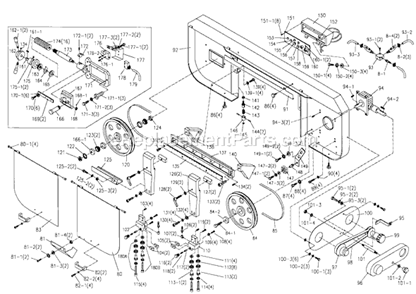 Page B Diagram and Parts List for HBS-1321W 414471 Jet Band Saw