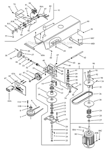 Page A Diagram and Parts List for J-2223VS 354223 Jet Drill Press