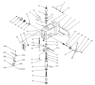Page B Diagram and Parts List for J-2232AC 354214 Jet Drill Press