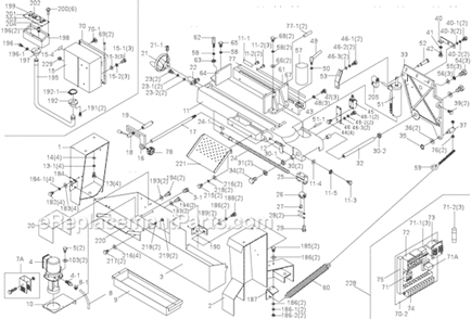 Page A Diagram and Parts List for J-7040 414478 Jet Band Saw