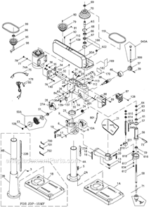 Page A Diagram and Parts List for JDP-15MF 354166 Jet Drill Press